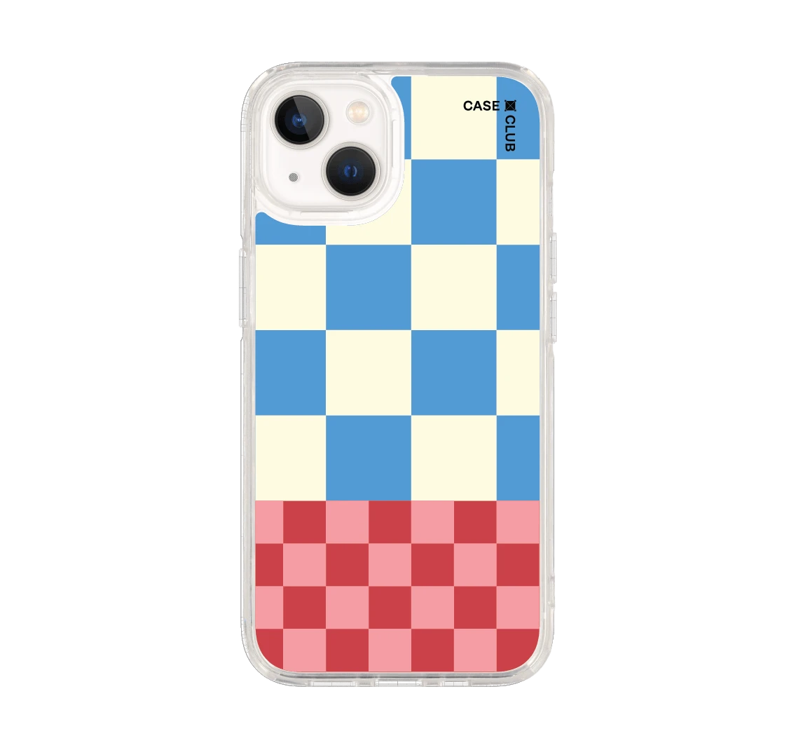 blue & red collage grid pattern